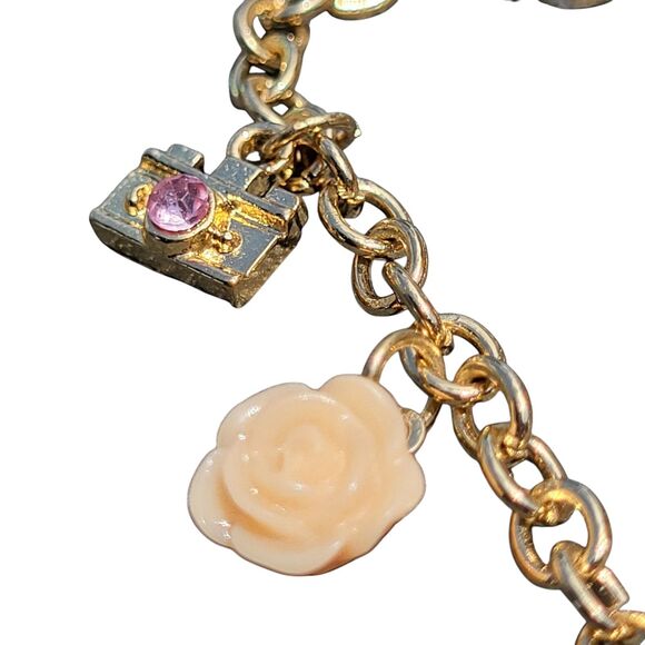 Icing Gold Tone Paris Charm Bracelet Girl's Claire's Fashion Pink Adj Jewelry - Picture 4 of 6